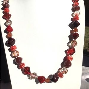 Vintage Joan Rivers Red bead necklace, red glass coral